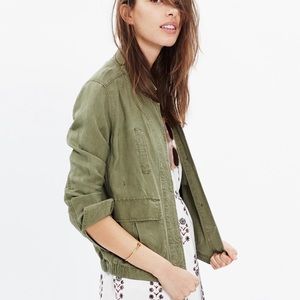 Madewell | Olive Green Linen League Cargo Jacket L
